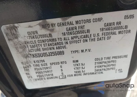 2005 GMC Yukon Denali from USA, damaged, VIN 1GKEK63U05J255089